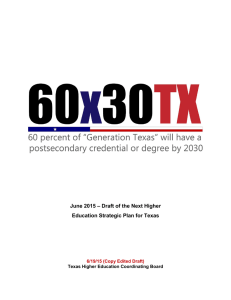 Draft of the Next Higher Education Strategic Plan for Texas