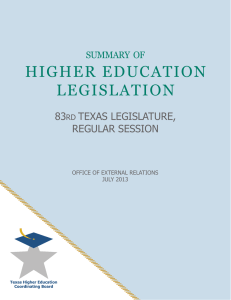 83rd Texas Legislature - Texas Higher Education Coordinating Board