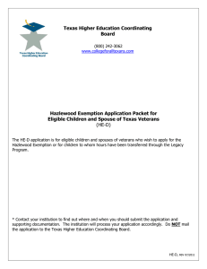 Hazlewood Exemption Application Packet for