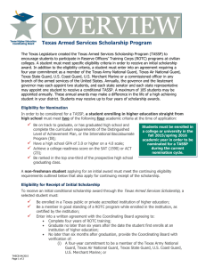 2015-16 Texas Armed Services Scholarship Program