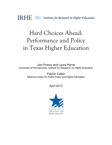 Hard Choices Ahead: Performance and Policy in Texas Higher
