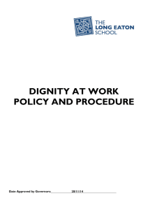 DIGNITY AT WORK POLICY AND PROCEDURE