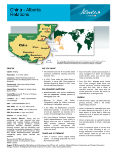China - Alberta Relations - Economic Development and Trade