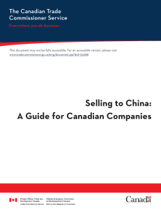 Selling to China: A Guide for Canadian Companies