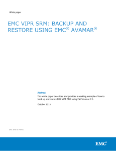 EMC ViPR SRM: vApp Backup and Restore Using EMC Avamar