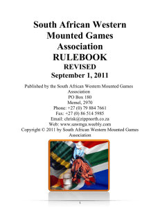 South African Western Mounted Games Association RULEBOOK