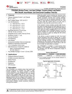 Ultra-Low Power, Low Input Voltage, Current Limited Load Switch