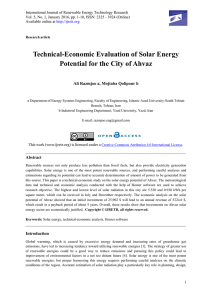 Technical-Economic Evaluation of Solar Energy Potential for the City