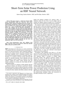 Short-Term Solar Power Prediction Using an RBF Neural Network