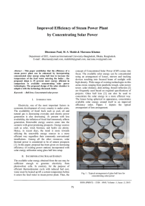 Improved Efficiency of Steam Power Plant by Concentrating Solar