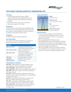 FACTS ABOUT EASTERN ALBERTA DC TRANSMISSION LINE