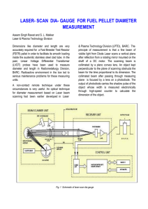 laser- scan dia- gauge for fuel pellet diameter measurement