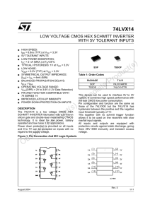 Low voltage CMOS hex Schmitt inverter with 5V tolerant inputs