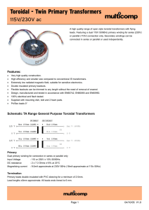 Toroidal - Twin Primary Transformers