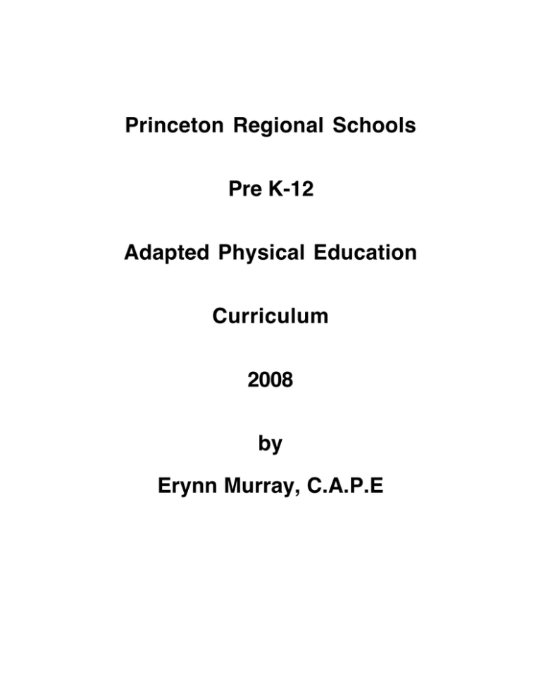 Adapted PE Curriculum Princeton Public Schools