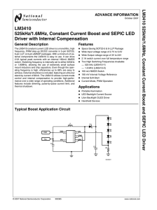 LM3410 525kHz/1.6MHz, Constant Current Boost and SEPIC LED