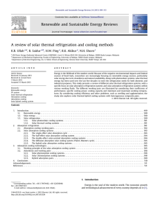 A review of solar thermal refrigeration and cooling methods