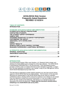 ACHA-NCHA Web Version Frequently Asked Questions REVISED