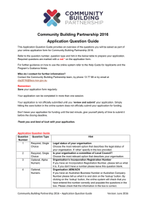 Community Building Partnership 2016 Application Question Guide