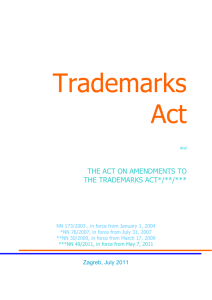 THE ACT ON AMENDMENTS TO THE TRADEMARKS ACT*/**/***