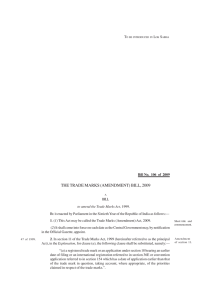 the trade marks (amendment) bill, 2009