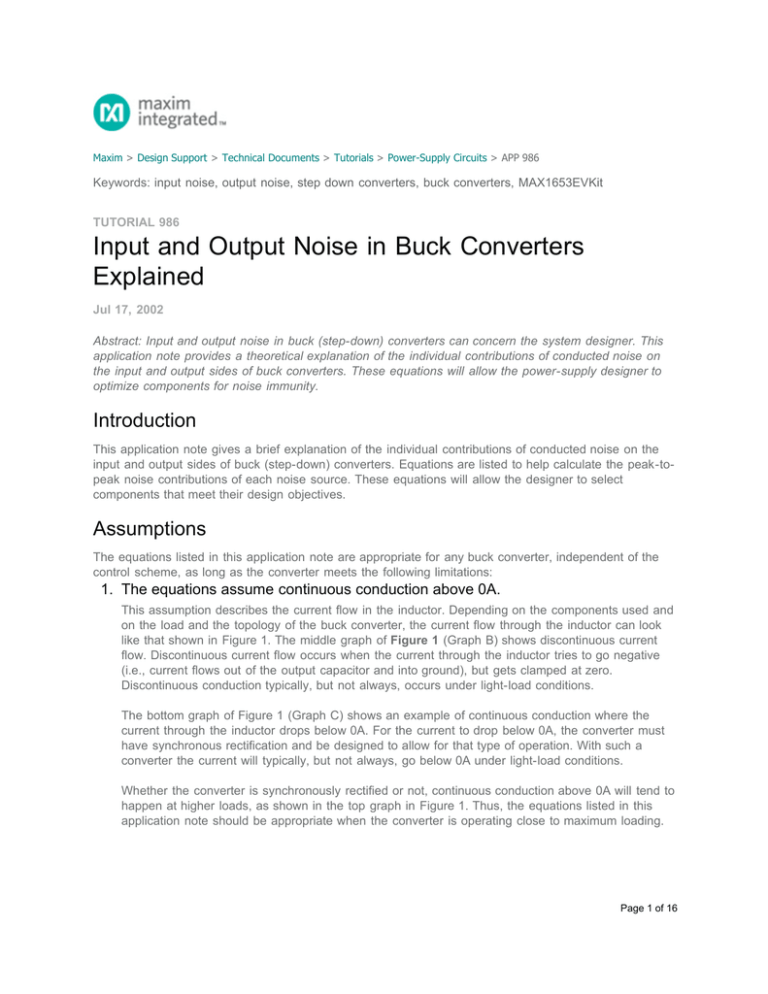 Input and Output Noise in Buck Converters Explained