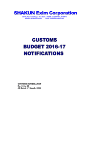 CUSTOMS NOTIFICATION No. 11 to 23 All Dated 1st March, 2016