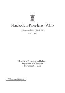 Handbook of Procedures-(Vol. I) - Directorate General of Foreign