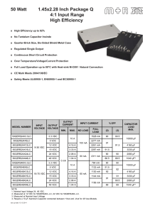 50 Watt 1.45x2.28 Inch Package Q 4:1 Input Range High Efficiency