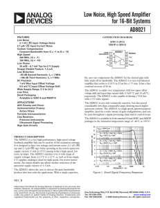 AD8021 Low Noise, High Speed Amplifier for 16