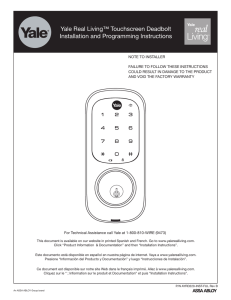 Yale Real Living™ Touchscreen Deadbolt Installation and