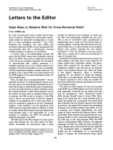 Odds Ratio or Relative Risk for Cross-Sectional Data?