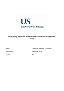 Emergency Response and Business Continuity Management Policy