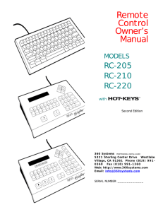 Remote Control Owner`s Manual