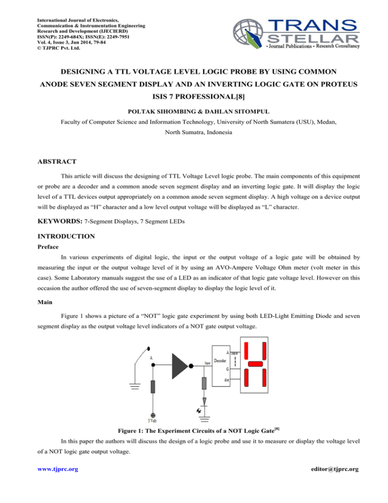 Designing a TTL Voltage Level Logic Probe by Using Common