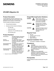 DPU/MPU Migration Backplane Kit