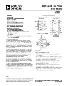 AD827 High Speed, Low Power Dual Op Amp