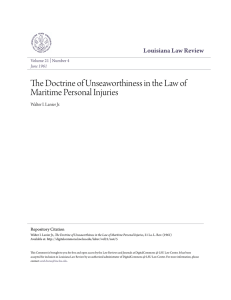 The Doctrine of Unseaworthiness in the Law of Maritime Personal