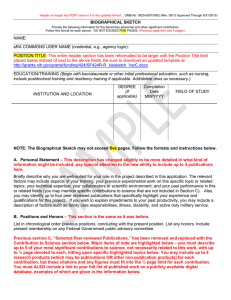 OMB No. 0925-0001/0002 (Rev. 08/12), Biographical Sketch Format