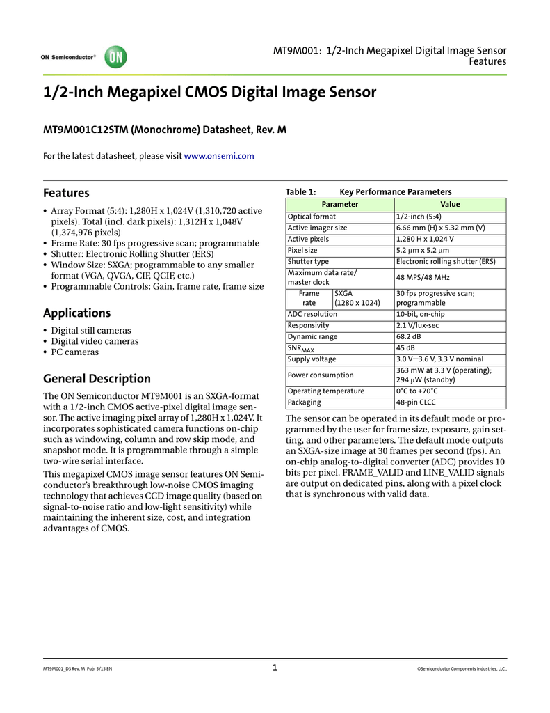 1 2 Inch Megapixel Cmos Digital Image Sensor