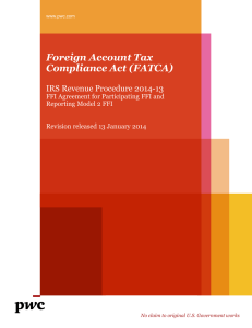 IRS Rev Proc 2014-13 and FFI Agreement