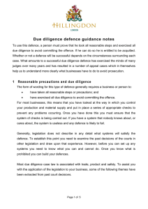 Due diligence defence guidance notes