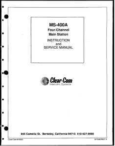 Clear-Com MS-400A Manual