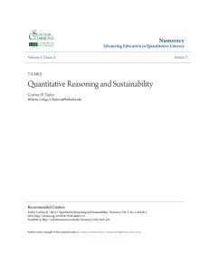 Quantitative Reasoning and Sustainability