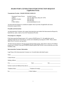 Idaho Generator Interconnection Request Application