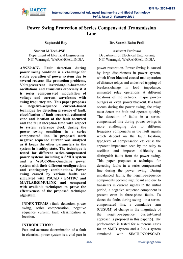 Power Swing Protection Of Series Compensated Transmission