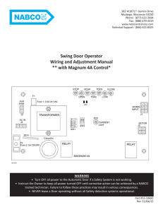 Swing Door Operator Wiring and Adjustment Manual ** with