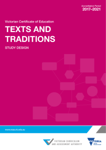 VCE Texts and Traditions Study Design 2017-2021