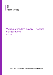 Victims of modern slavery – frontline staff guidance