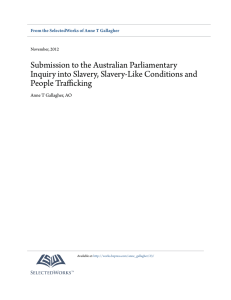 Submission to the Australian Parliamentary Inquiry into Slavery